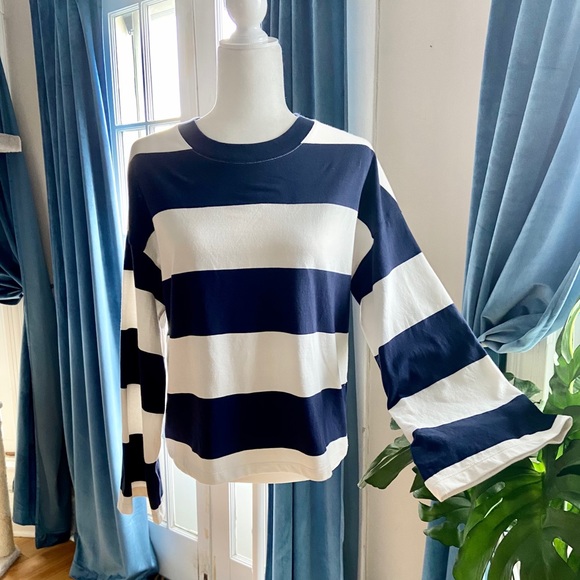 Madewell Tops - Madewell Striped, Wide Sleeved Crew Neck Top